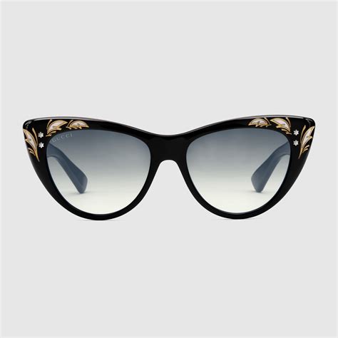 gucci cat eye sunglasses with metal bamboo temples|designer oversized cat eye sunglasses.